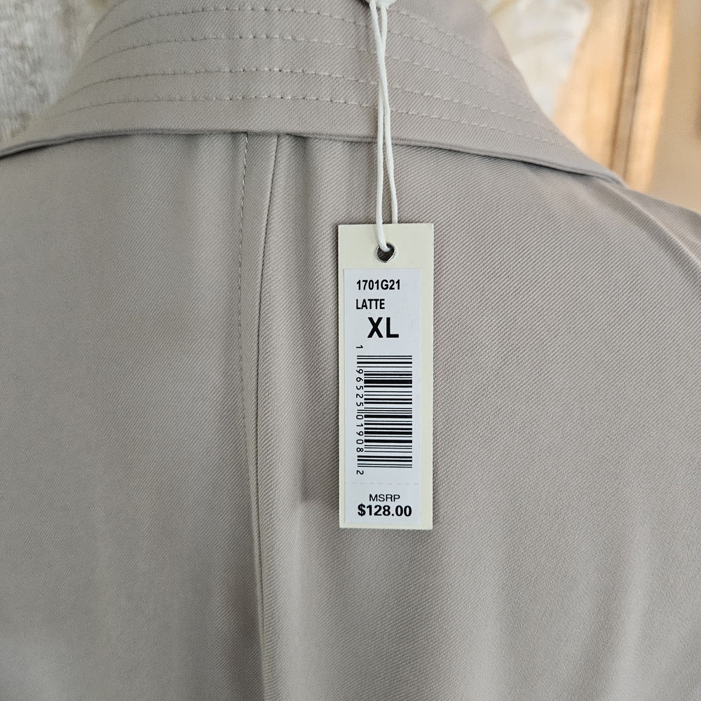 Max Studio Taupe Drape Front Trench Coat - Picture 11 of 11